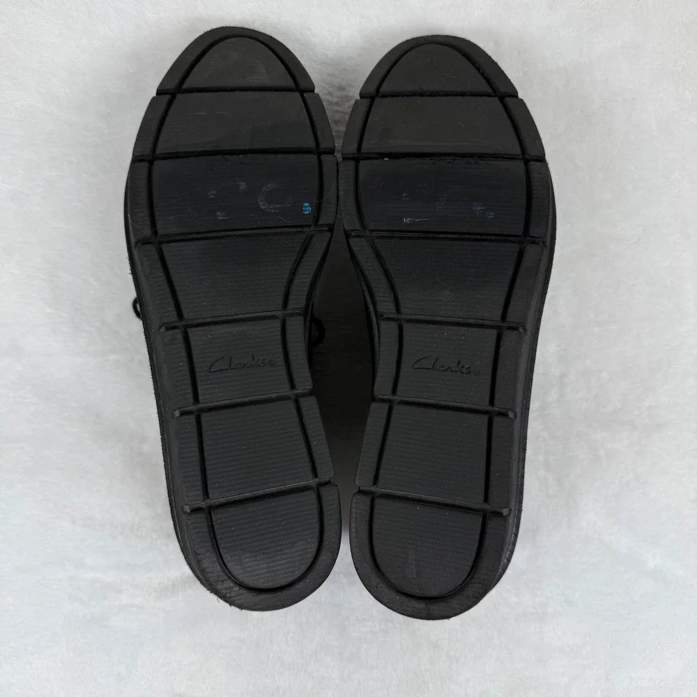 Clarks Sharon Dolly Black Leather Plaid Wedge Platform Oxford Shoes Womens 9‎ M